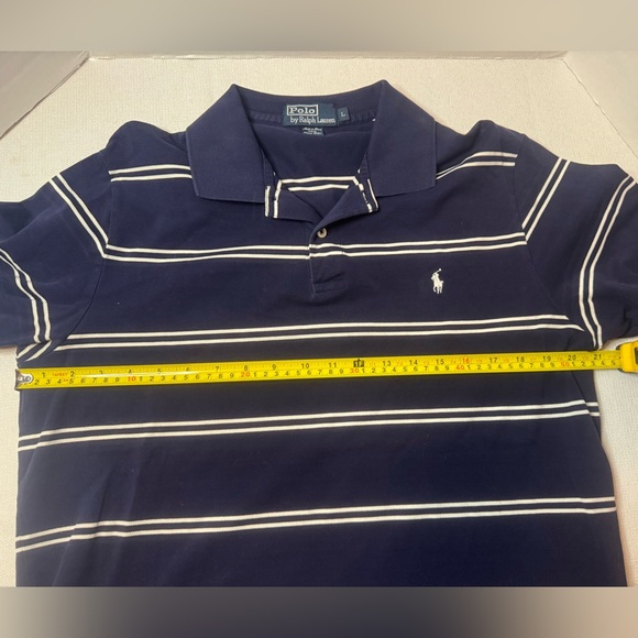Polo by Ralph Lauren Men's Navy & White Striped SS Pima Cotton Shirt Large - Picture 12 of 14
